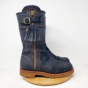 Penelope Chilvers Tall Mid Calf Tassel Boot Womens‎ 36 Black Leather Zip